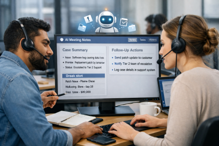 Customer support agents using AI assistant to document complex cases, track promises to customers, and build searchable records for escalation and handoff.