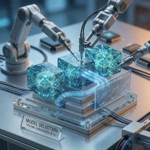 AI model selection testing 2-3 candidate architectures with robotic precision at Neurotrack
