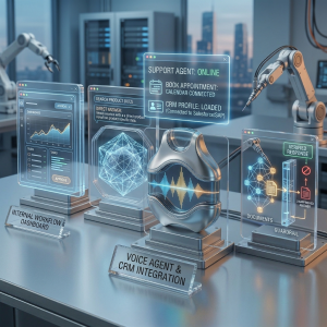 Custom AI voice agent development and CRM integration dashboard with voice wave data